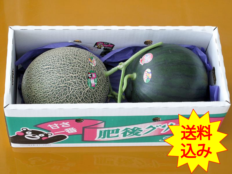 ネットメロン「肥後グリーン」と植木スイカ「黒小玉ボンボン」のセット